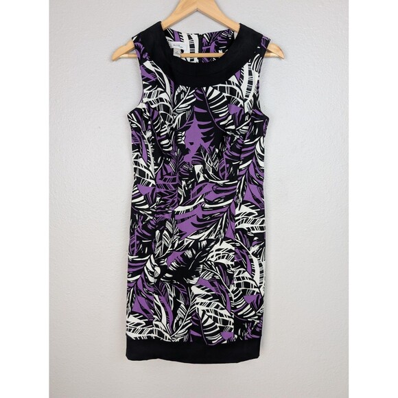 Alyx Limited Dress Womens 6 Purple Black White Sleeveless Sheath Tropical Print - Picture 1 of 8